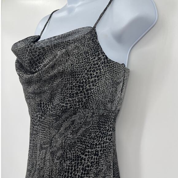 Vtg Y2K Night Way Slip Dress Sz 4 Empire Waist Glitter Cowl Mob Wife Vampy USA - Picture 5 of 11